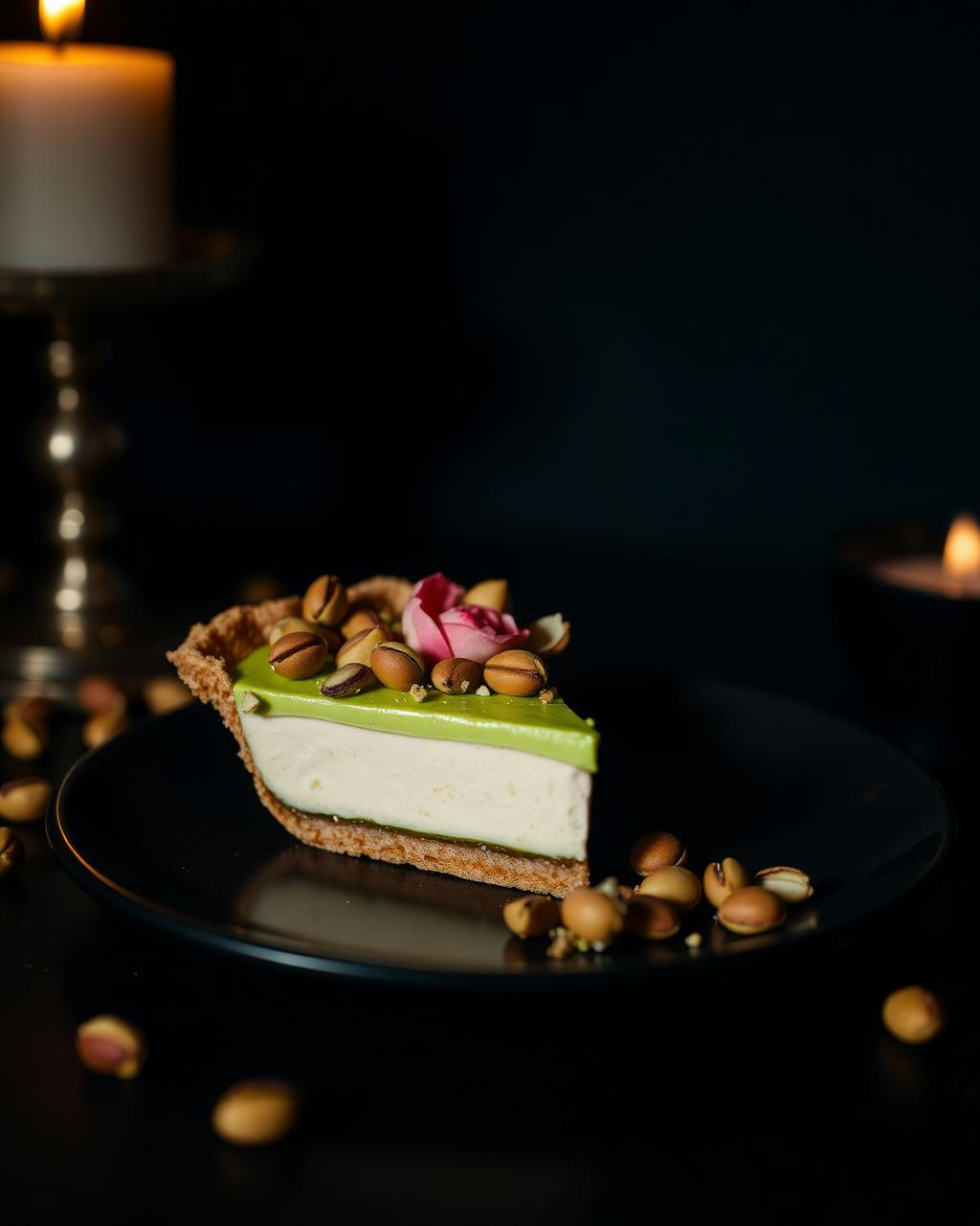 pistachio & rose tart